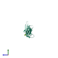 PDB entry 4v2a coloured by chain, side view.