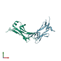 PDB entry 4v2b coloured by chain, front view.