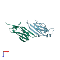 PDB entry 4v2b coloured by chain, top view.