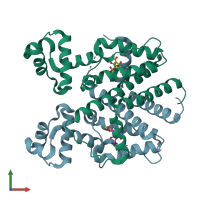 PDB entry 4v2g coloured by chain, front view.