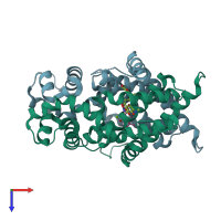 PDB entry 4v2g coloured by chain, top view.