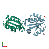 PDB entry 4v2m coloured by chain, front view.