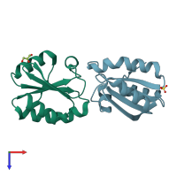 PDB entry 4v2m coloured by chain, top view.