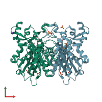 PDB entry 4v2p coloured by chain, front view.