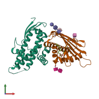 PDB entry 4v3e coloured by chain, front view.