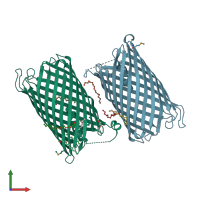 PDB entry 4v3g coloured by chain, front view.