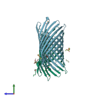 PDB entry 4v3g coloured by chain, side view.