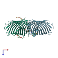PDB entry 4v3g coloured by chain, top view.