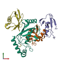 PDB entry 4v3l coloured by chain, front view.