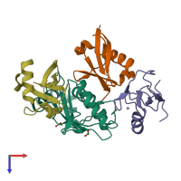 PDB entry 4v3l coloured by chain, top view.