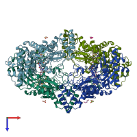 PDB entry 4v3u coloured by chain, top view.