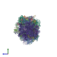 PDB entry 4v4q coloured by chain, side view.