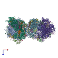 PDB entry 4v4q coloured by chain, top view.