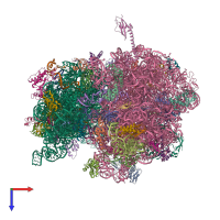 PDB entry 4v4y coloured by chain, top view.