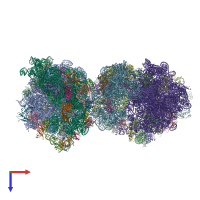 PDB entry 4v52 coloured by chain, top view.