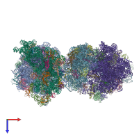 PDB entry 4v55 coloured by chain, top view.