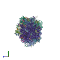 PDB entry 4v57 coloured by chain, side view.