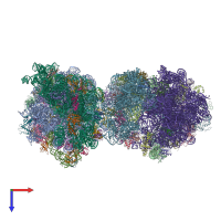 PDB entry 4v57 coloured by chain, top view.