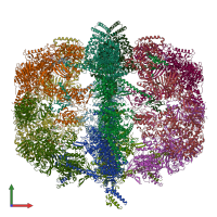 PDB entry 4v59 coloured by chain, front view.