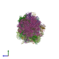 PDB entry 4v5b coloured by chain, side view.