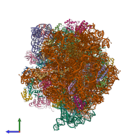 PDB entry 4v5m coloured by chain, side view.