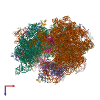 PDB entry 4v5m coloured by chain, top view.