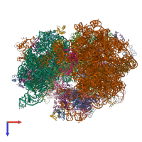 PDB entry 4v5m coloured by chain, top view.