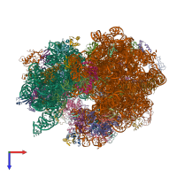 PDB entry 4v5n coloured by chain, top view.