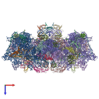 PDB entry 4v5o coloured by chain, top view.