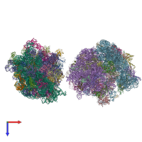 PDB entry 4v5p coloured by chain, top view.