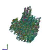 PDB entry 4v5x coloured by chain, side view.