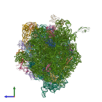 PDB entry 4v68 coloured by chain, side view.