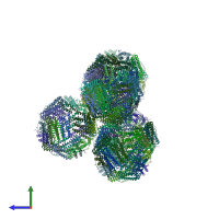 PDB entry 4v6b coloured by chain, side view.