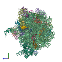 PDB entry 4v6q coloured by chain, side view.