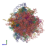 PDB entry 4v6w coloured by chain, side view.