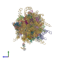 PDB entry 4v6x coloured by chain, side view.