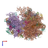 PDB entry 4v7a coloured by chain, top view.