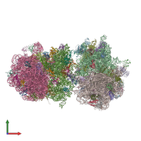 PDB entry 4v7k coloured by chain, front view.