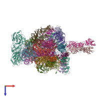 PDB entry 4v7q coloured by chain, top view.