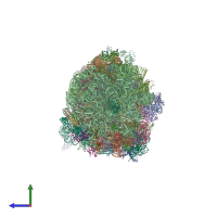 PDB entry 4v7s coloured by chain, side view.