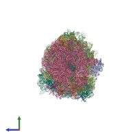 PDB entry 4v7t coloured by chain, side view.