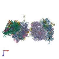 PDB entry 4v7w coloured by chain, top view.