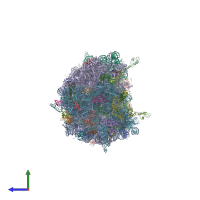 PDB entry 4v7z coloured by chain, side view.