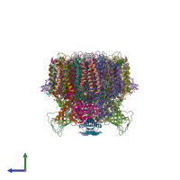 PDB entry 4v82 coloured by chain, side view.
