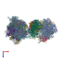 PDB entry 4v83 coloured by chain, top view.