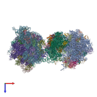 PDB entry 4v84 coloured by chain, top view.