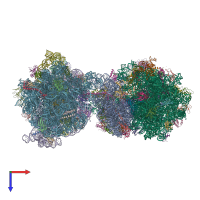 PDB entry 4v87 coloured by chain, top view.
