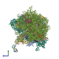 PDB entry 4v89 coloured by chain, side view.