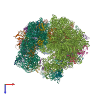 PDB entry 4v89 coloured by chain, top view.
