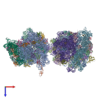 PDB entry 4v8g coloured by chain, top view.
